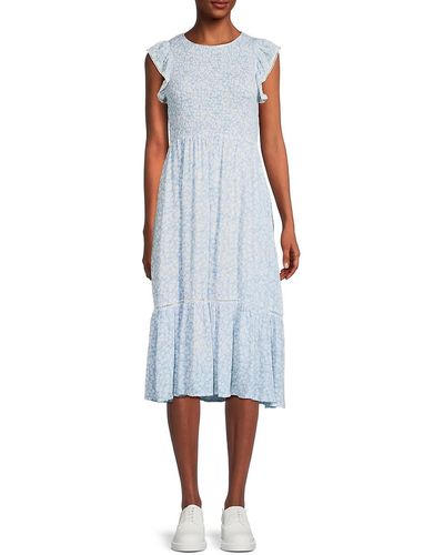 Lost + Wander Seaside Breeze Floral Midi Dress - Blue