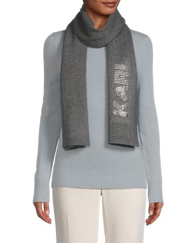 Karl Lagerfeld Studded Logo Knit Scarf - Grey