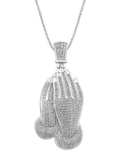 Saks Fifth Avenue Sterling Silver & 1 Tcw Diamond Praying Hands Pendant Necklace/22" - White