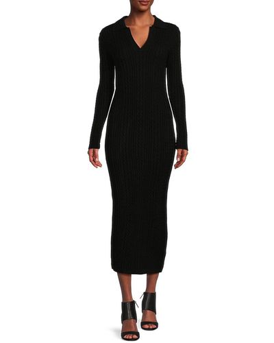 Tahari 'Collared Midi Sweater Dress - Black