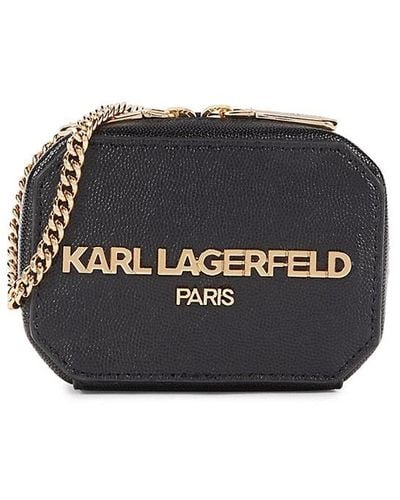 Karl Lagerfeld Kosette Logo Leather Crossbody - Black