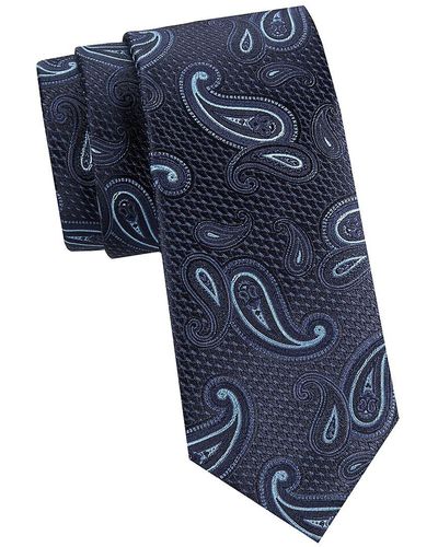 Canali Paisley Silk Jacquard Tie - Blue