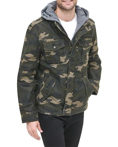 Levi's faux shearling lined top military jacket with hoodie