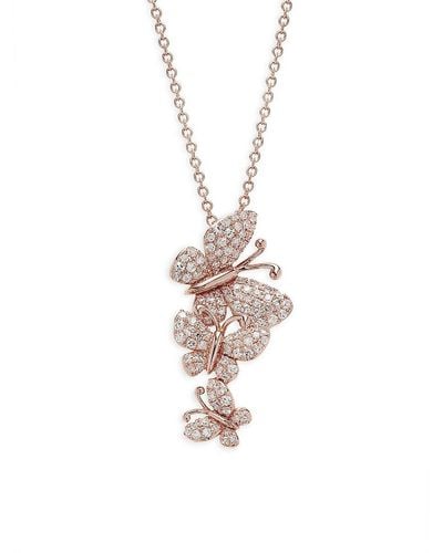 Effy 14k Rose Gold & 0.45 Tcw Diamond Butterfly Pendant Necklace - White