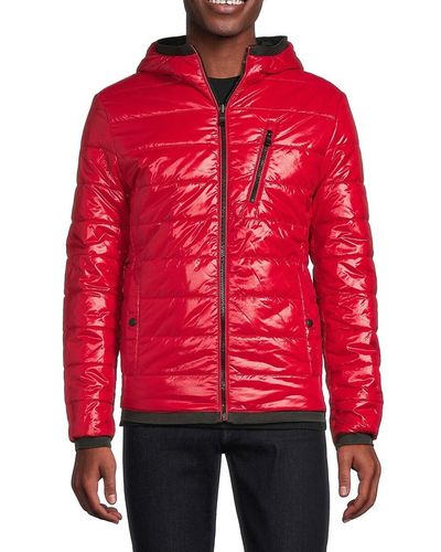 Geox Renan Hooded Quilted Jacket - Red