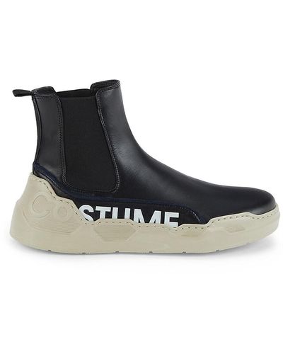 CoSTUME NATIONAL Chunky Leather Chelsea Boots - Black