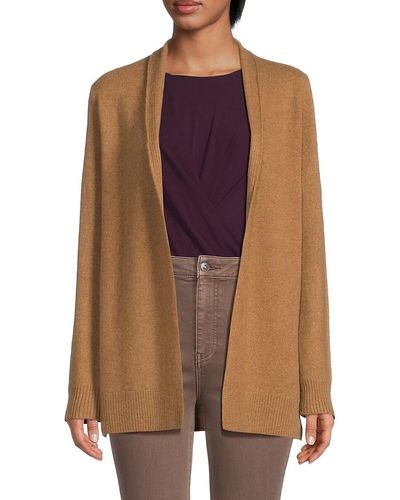 Saks Fifth Avenue Saks Fifth Avenue 100% Cashmere Open Front Cardigan - Brown