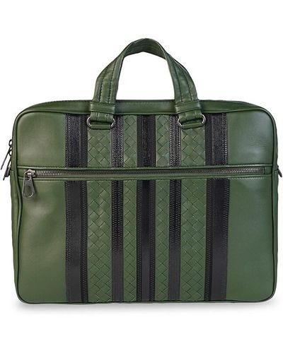 Bottega Veneta Stripe Leather Messenger Bag - Green