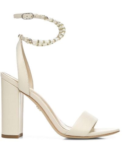 Sam Edelman Yanelli Faux Pearl Block Heel Sandals - White