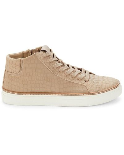 Saks Fifth Avenue Keegan Snakeskin Embossed Suede Trainers - Natural