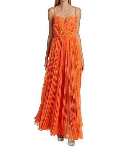 Dolce & Gabbana Collection W Ruched & Pleated Chiffon Gown - Orange