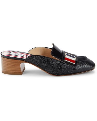 Thom Browne Leather Mule Sandals - Black