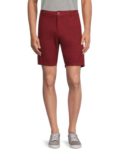 Saks Fifth Avenue Saks Fifth Avenue Linen Blend Bermuda Shorts - Red