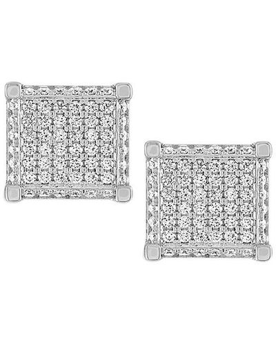 Esquire Sterling Silver & Cubic Zirconia Rectangle Stud Earrings - White