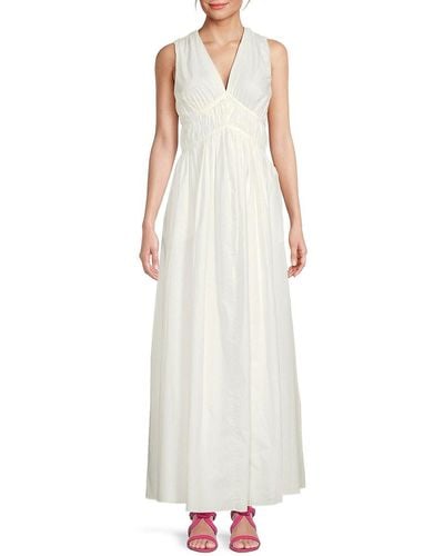 Brunello Cucinelli 'Ruched Sleeveless Maxi Dress - White