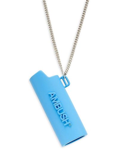 Ambush Ambush Silvertone Logo Lighter Case Pendant Necklace - Blue