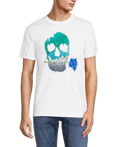 Robert Graham Melting Floral Skull Graphic Tee - White