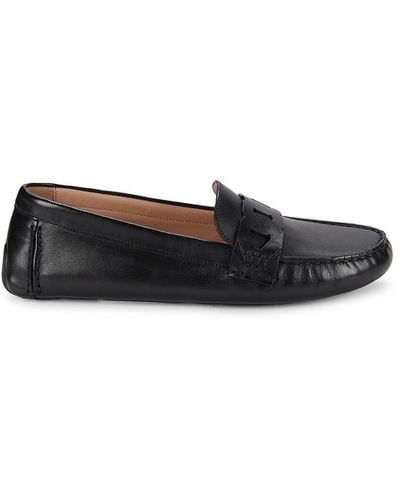 Cole Haan Evelyn Chain Leather Driving Loafers - Black