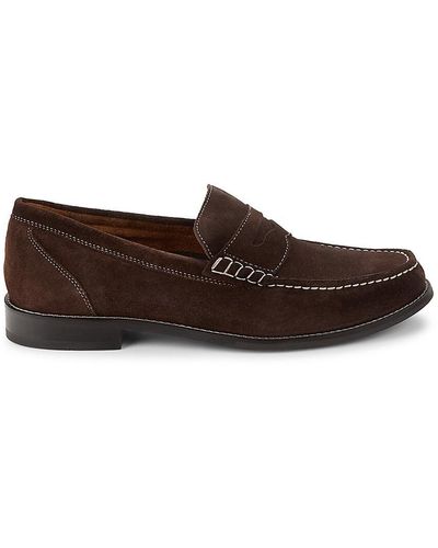 Cole Haan Suede Penny Loafers - Brown