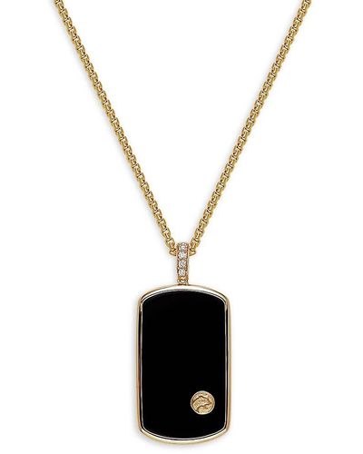 Effy 14k Yellow Gold, Black Onyx & Diamond Dog Tag Necklace - White
