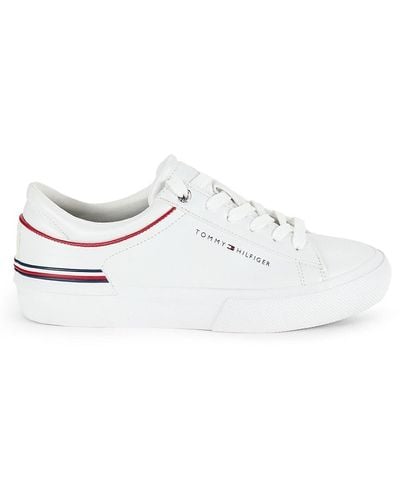 Tommy Hilfiger Kerline Faux Leather Low Top Trainers - White