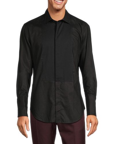 Giorgio Armani Solid Tuxedo Shirt - Black