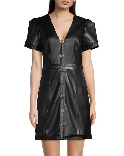 MILLY Isabelle Faux Leather Mini Dress - Black