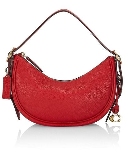 COACH Luna Pebble Leather Shoulder Bag - Red