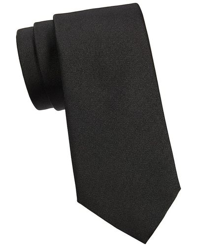 Canali Solid Silk Jacquard Tie - Black