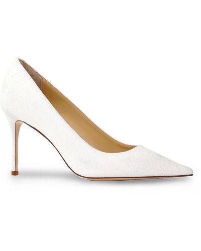 Marion Parke Pointed Toe Classic Leather Pumps - White