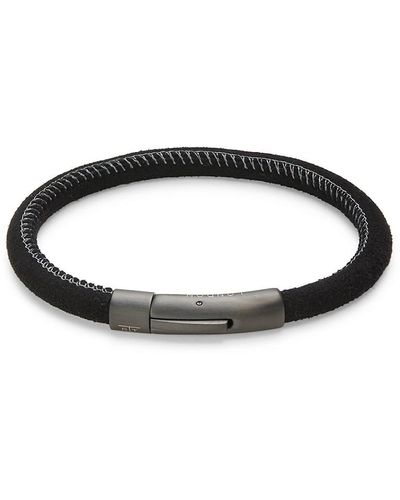Tateossian Ip Plated Stainless Steel & Suede Bracelet - Black