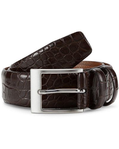 W. Kleinberg Croc Embossed Leather Belt - Black
