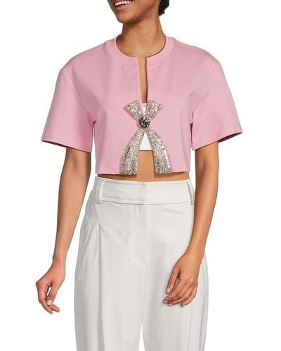 Area 'Embellished Bow Crop Top - Pink