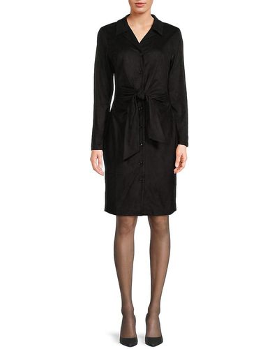 Donna Karan Tie Front Shirtdress - Black