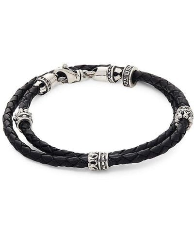 Mens Cross Bracelet DOUBLE WRAP CROSS Braided Leather and Silver by King  Baby