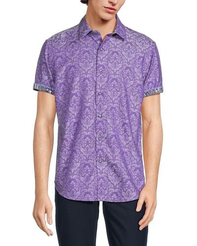 Robert Graham Bayview Classic Fit Short Sleeve Shirt - Purple