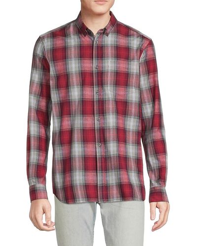 French Connection Plaid Flannel Shirt - Red
