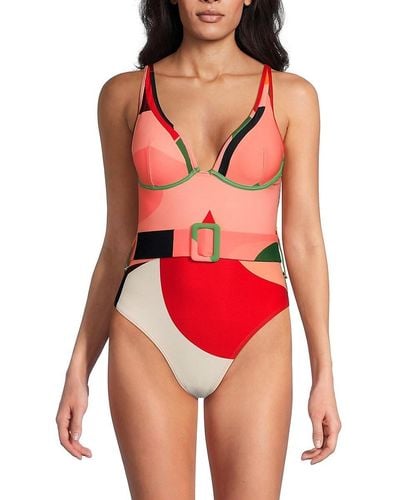Hutch Belted One Piece Swimsuit - Red