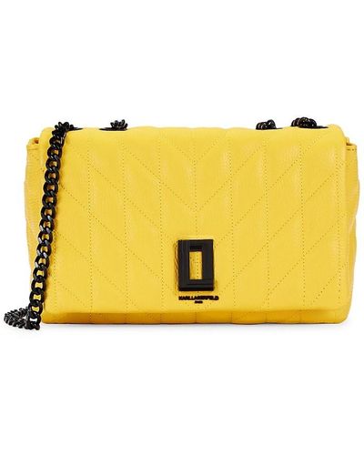 Karl Lagerfeld Lafayette Leather Shoulder Bag - Yellow