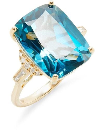 Effy 14K, London Topaz & Diamond Ring - Blue