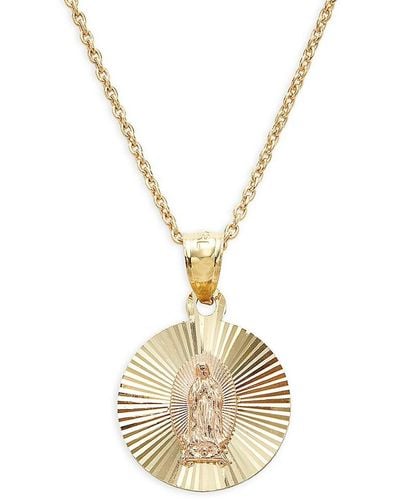 Saks Fifth Avenue 14k Yellow & Rose Gold Our Lady Of Guadalupe Pendant Necklace - Metallic