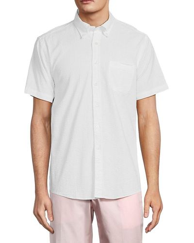 Brooks Brothers Short Sleeve Seersucker Oxford Shirt - White