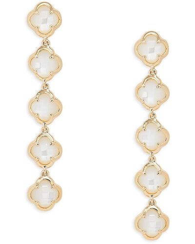 Effy 14k Yellow Gold & Mother Of Pearl Clover Dangle Earrings - White