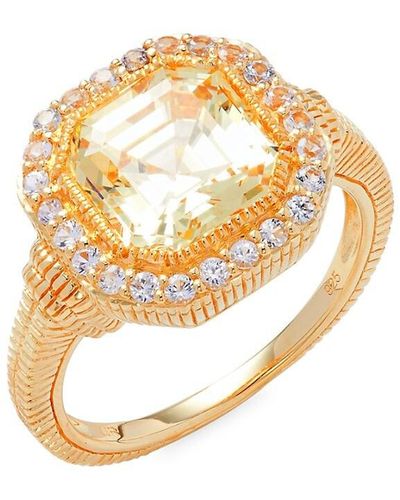 Judith Ripka Sterling Silver, White Sapphire & Canary Cubic Zirconia Ring - Metallic