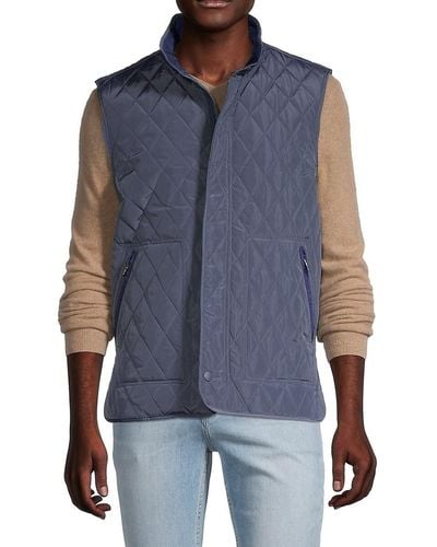 Tailorbyrd Quilted Zip-up Vest - Blue