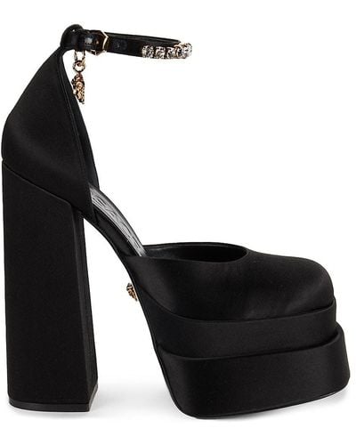 Versace Embellished Ankle Loop Court Shoes - Black