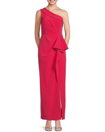 Vince Camuto One Shoulder Draped Column Gown - Red