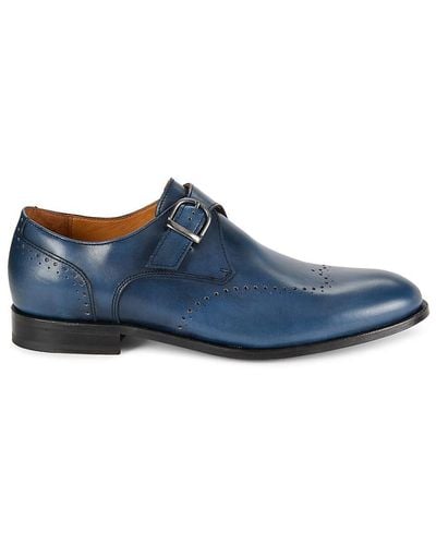 Saks Fifth Avenue Mark Leather Monk Strap Shoes - Blue