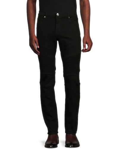 True Religion Rocco Moto High Rise Relaxed Skinny Jeans - Black
