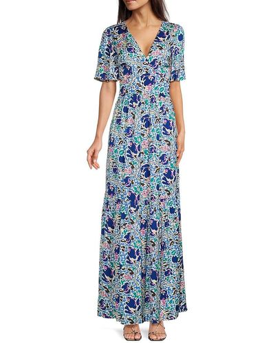 Ba&sh Ova Floral Cutout Maxi Dress - Blue